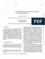 Introduction of Plasmid DNA Into by Electroporation: Streptomyces Lividans