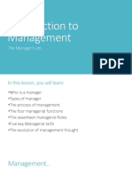 Introduction To Management: The Manager's Job