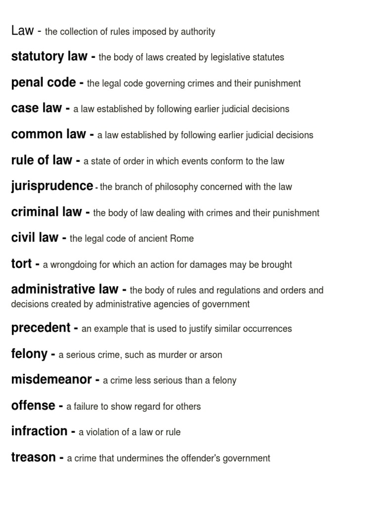 Statutory Law Penal Code Case Law Common Law Rule of Law