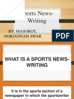 Sports News-Writing: By: Masorot, Norjannah Awar