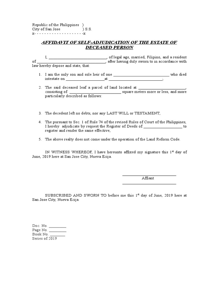 Affidavit of SelfAdjudication