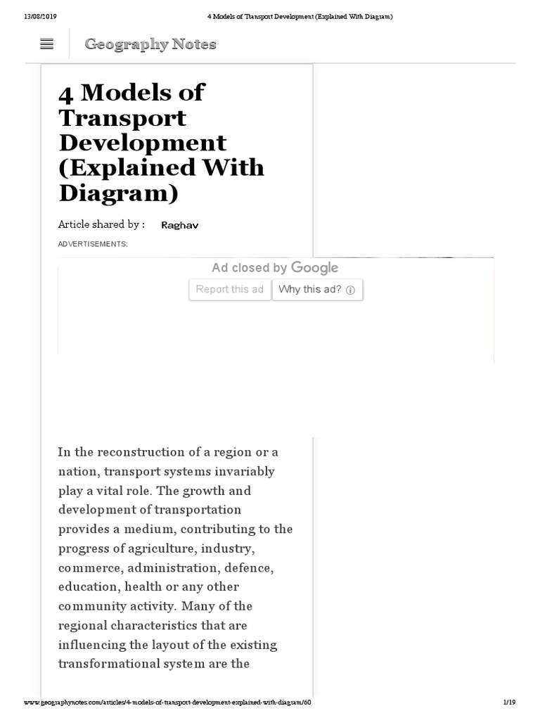 4 Models of Transport Development (Explained With Diagram) PDF