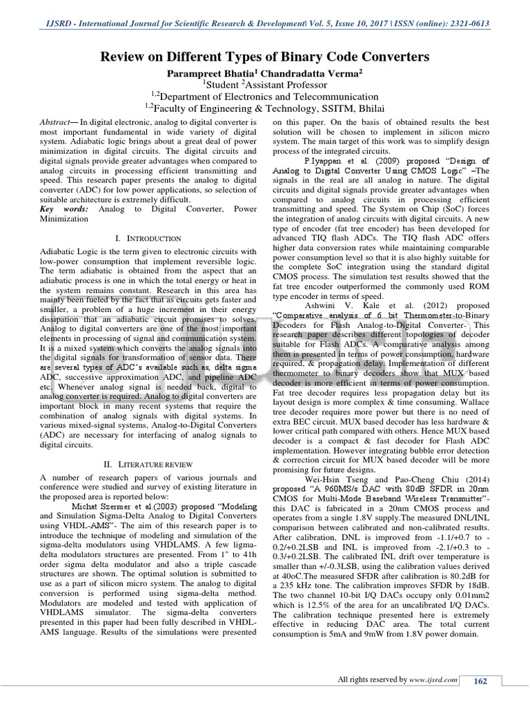 Review of Binary Code Converters | PDF | Analog To Digital Converter ...