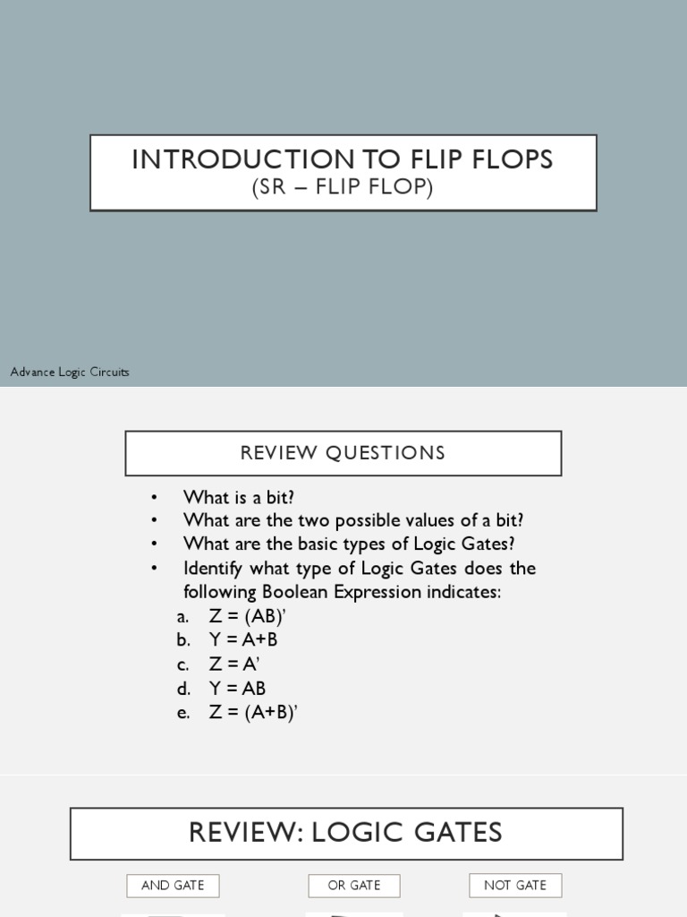 Introduction To FLIP FLOPS PDF Logic Gate Electronic Circuits