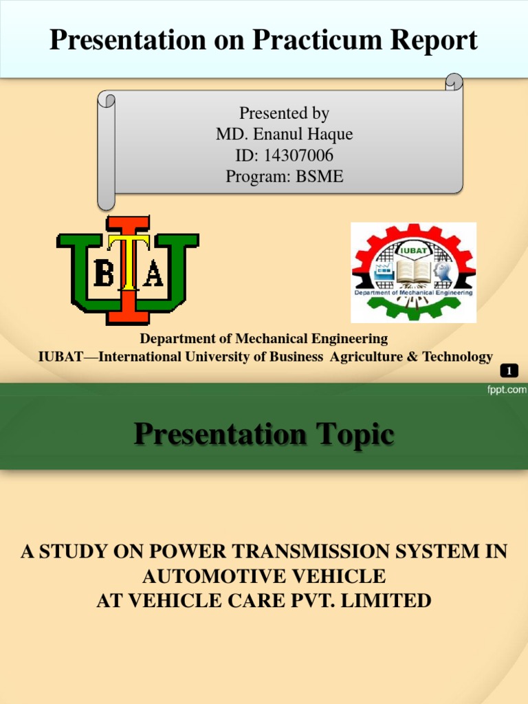 A Study On Power Transmission System in Automotive Vehicle at Vehicle