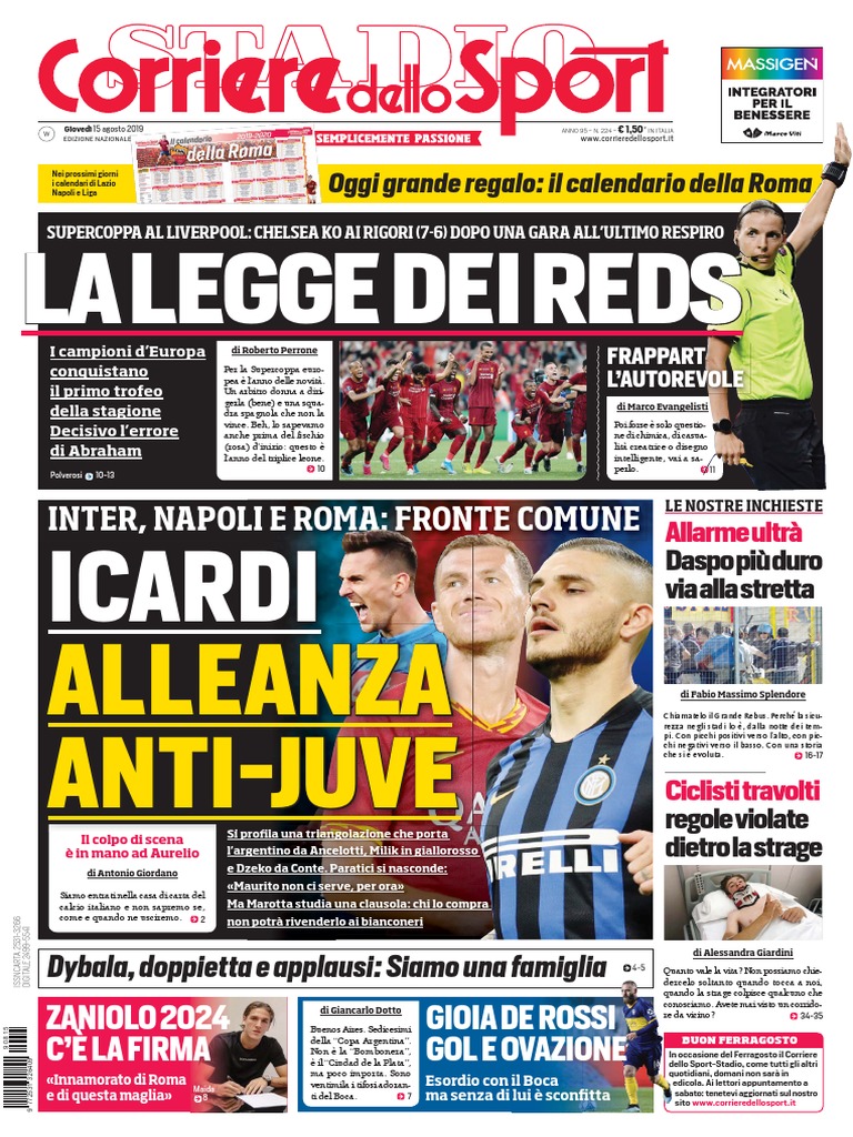 Corriere Dello Sport 15 Agosto 2019 by Pds | PDF, image size:768x1024