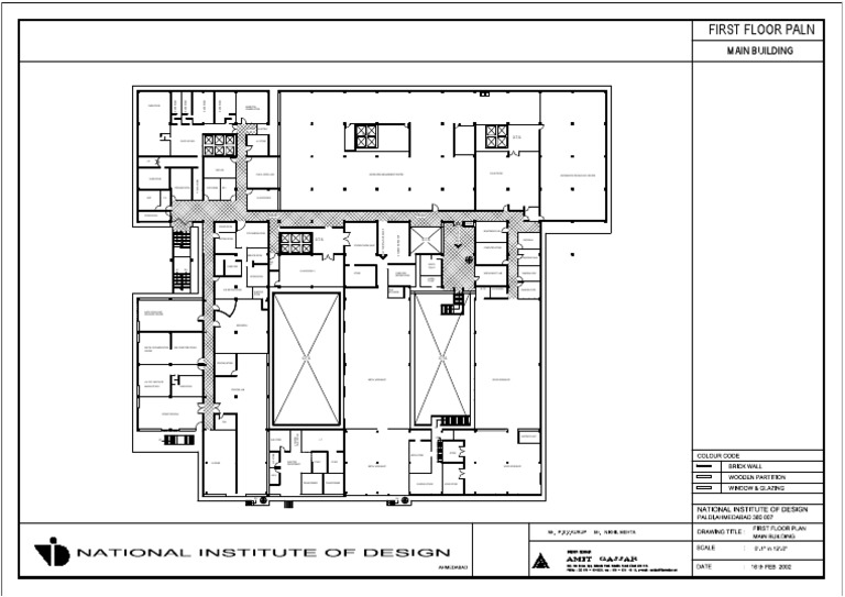 Floor plan layout of the main building showing the distribution of ...