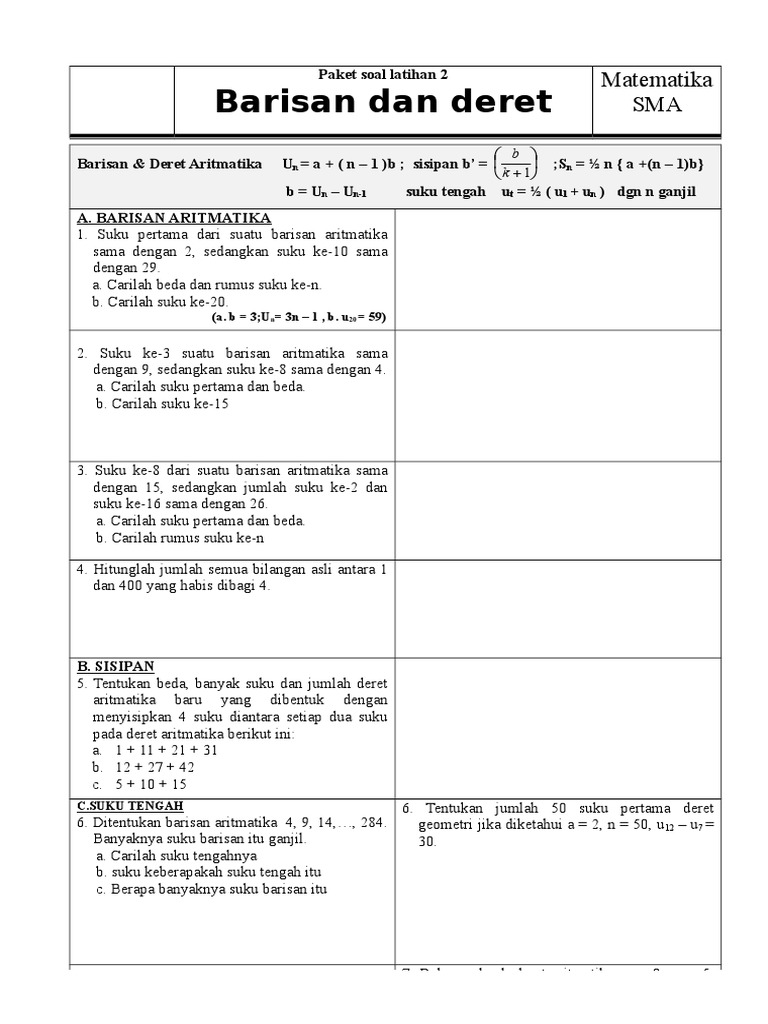 Soal Matematika Sma Barisan Dan Deret 11
