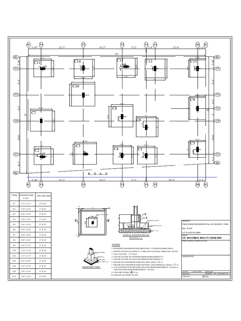 Column and Foundation Layout Plan | PDF | Nature