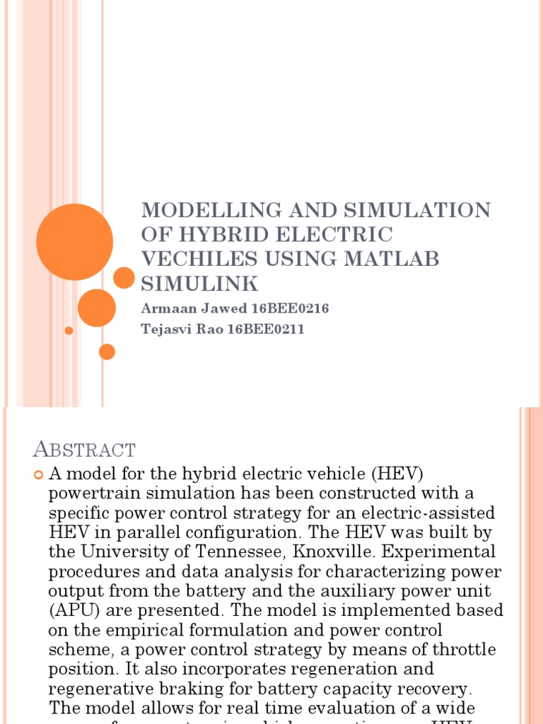 Modelling and Simulation of Hybrid Electric Vechiles Using | PDF ...