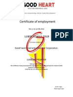Certificate of Employment: Luibert Richee P. Tidor