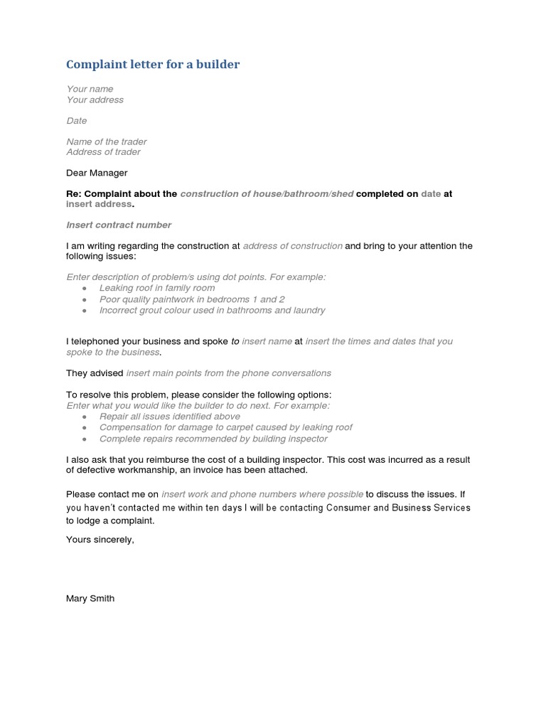 Consumer Complaint Letter Builder PDF