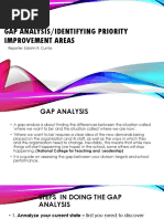 Gap Analysis/Identifying Priority Improvement Areas: Reporter: Edrohn R. Cumla