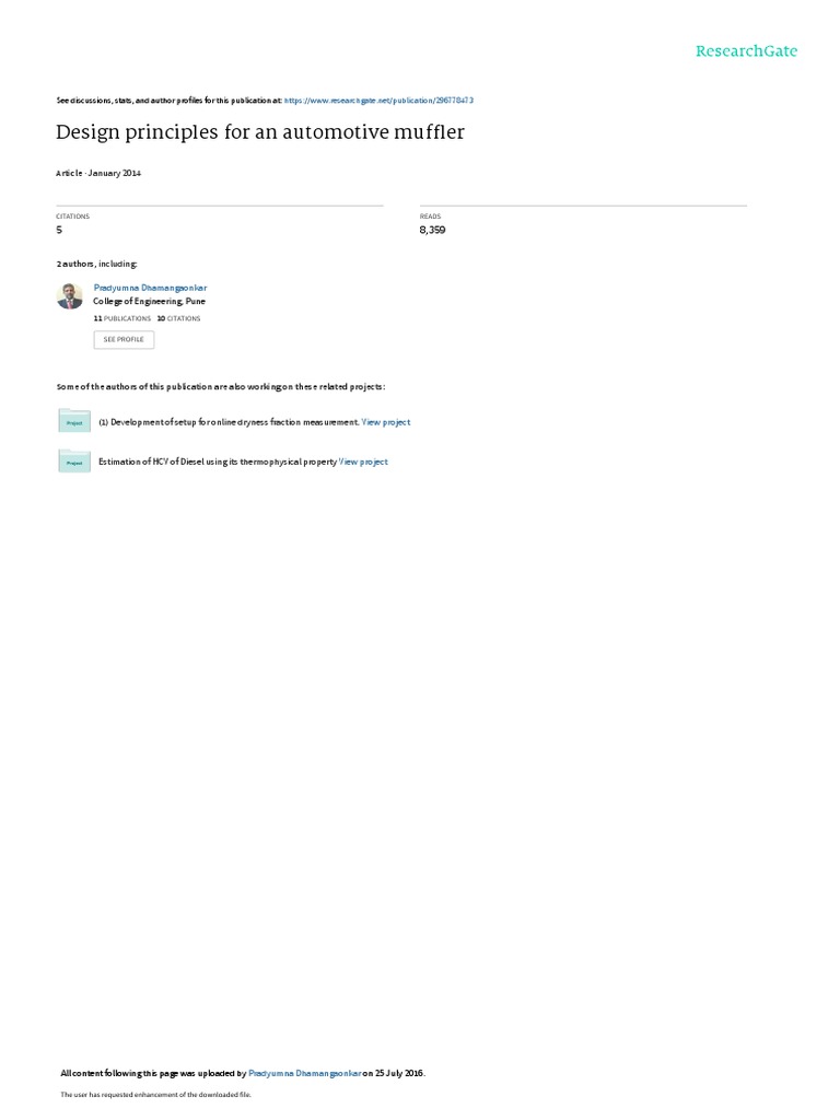 2014 Design Principles For An Automotive Muffler PDF Internal