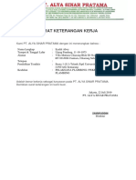 SURAT KETERANGAN KERJA PT ALYA SINAR PRATAMA