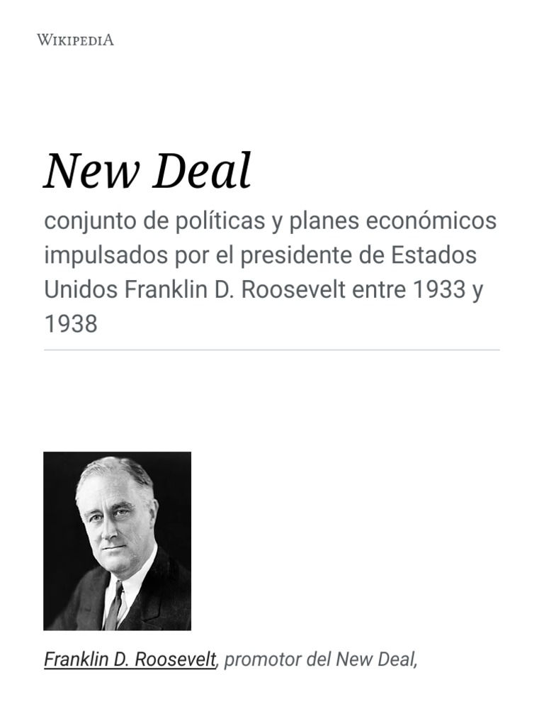 El New Deal de Roosevelt en EE.UU. | PDF | Nuevo acuerdo | Franklin D ...