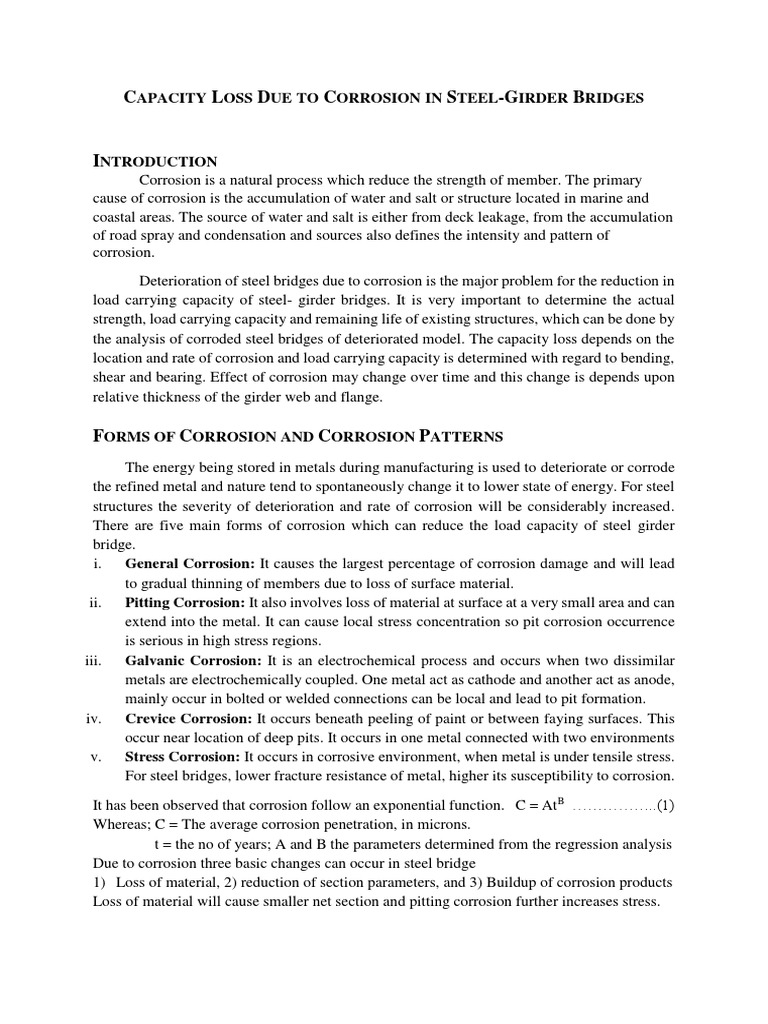 Corrosion Report 1 | PDF | Corrosion | Bending