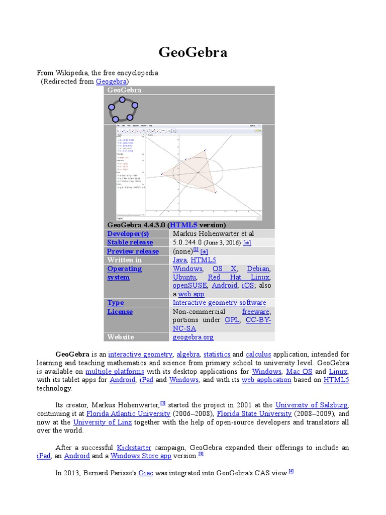GeoGebra: Interactive Math Software | PDF | Application Software | Software