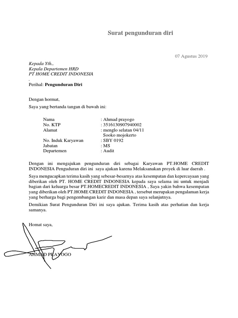 Download 78+ Contoh Surat Resign Kerja Gratis Terbaru