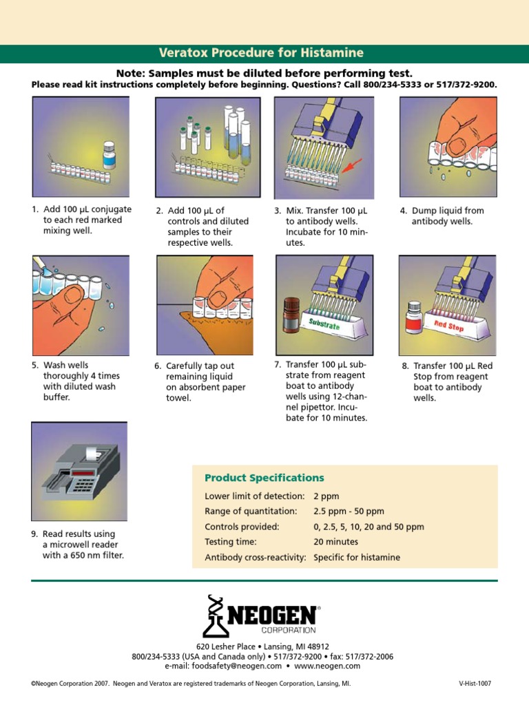 Veratox Procedure For Histamine | PDF