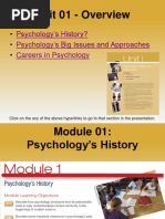 Unit 01 - Overview: Psychology's History? Psychology's Big Issues and Approaches Careers in Psychology