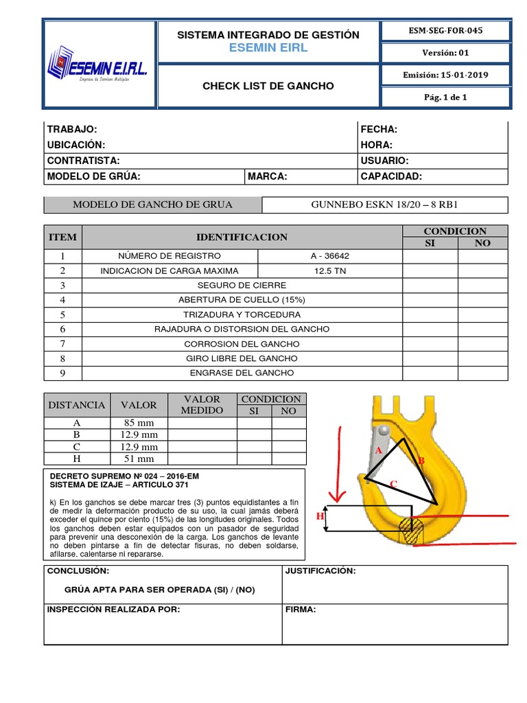 Check List Ganchos | PDF