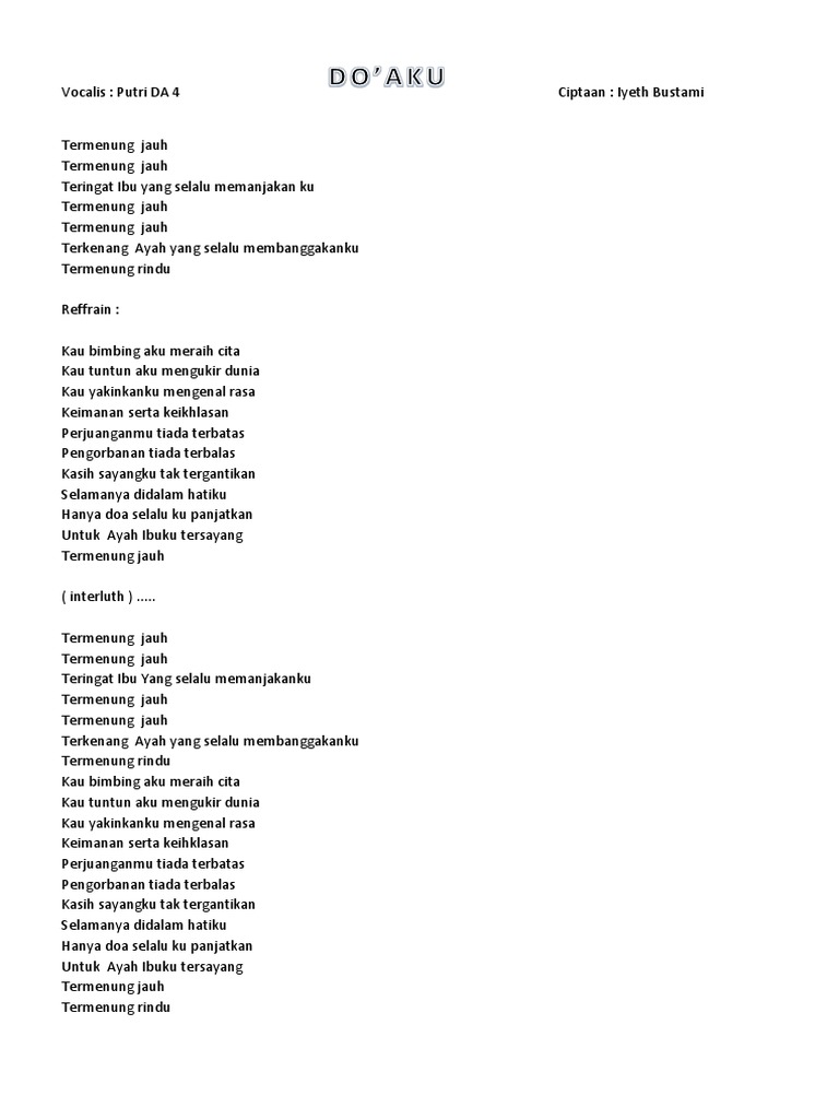 Doaku Lirik Docx