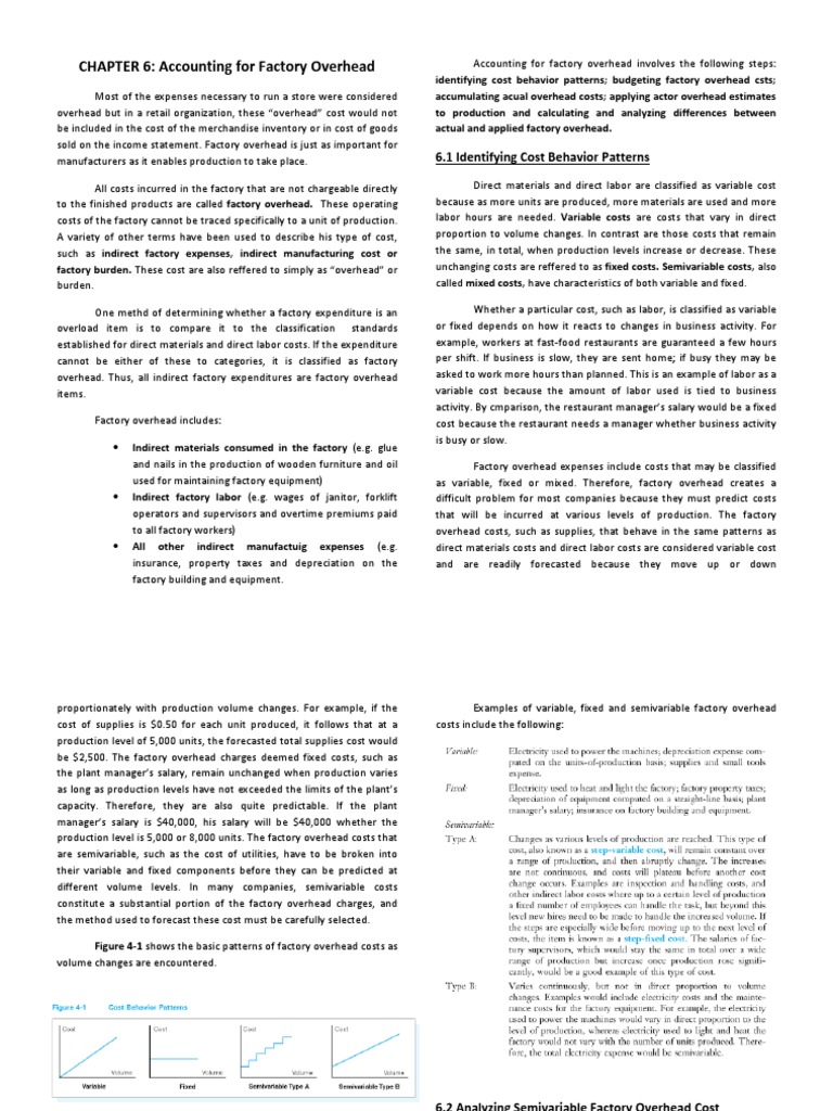 Accounting For Factory Overhead PDF Depreciation Forecasting