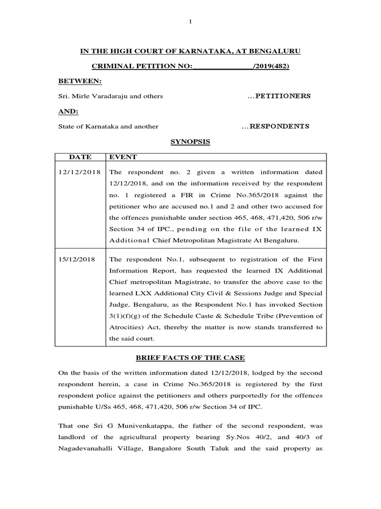 482 FIR Quash Sample 2 | Download Free PDF | Crime & Violence | Crime ...