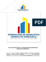 Documento constitutivo de la Federación de Municipios Unidos de Venezuela