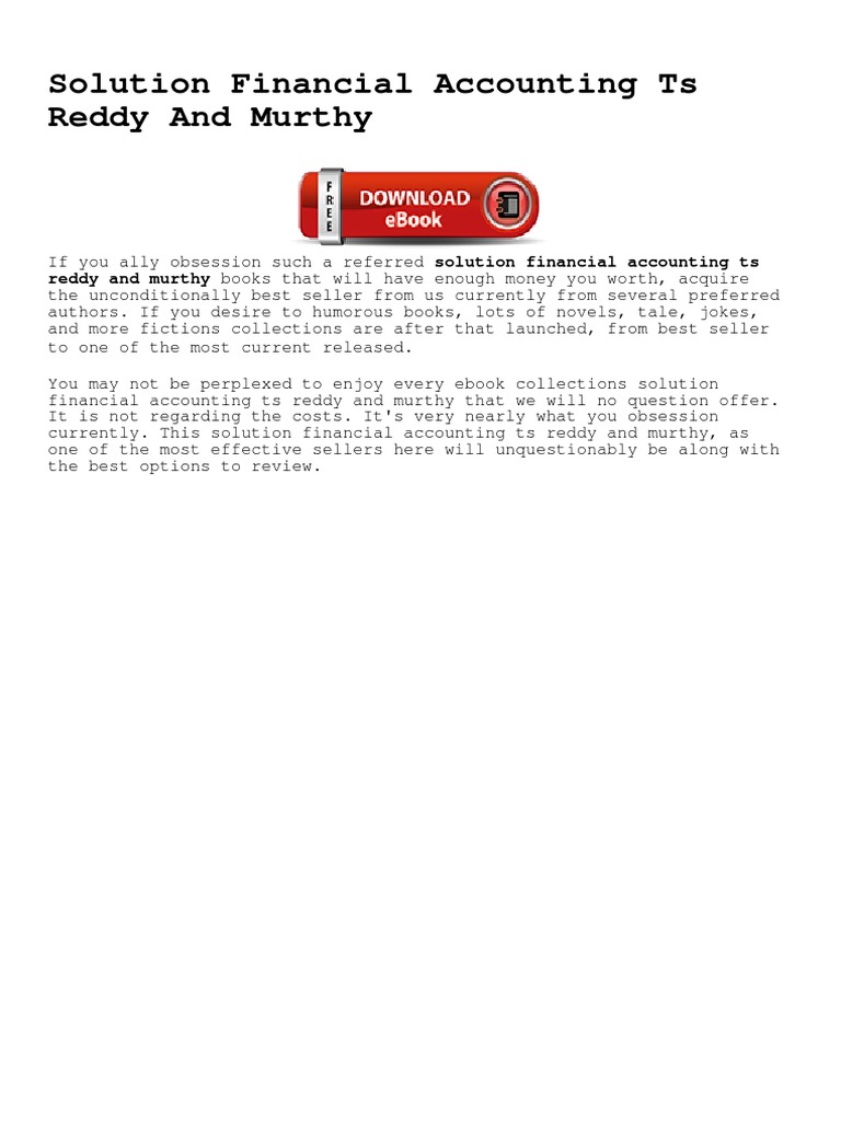 Solution Financial Accounting Ts Reddy and Murthy PDF