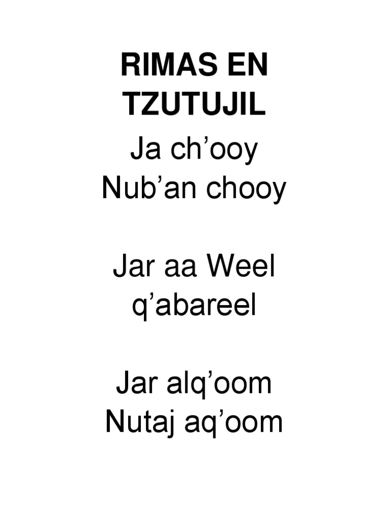 Rimas en Tzutujil | PDF