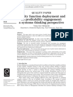 Quality Function Deployment and Its Profitability Engagement: A Systems Thinking Perspective