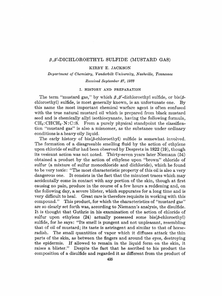 Mustard Gas PDF Melting Point Solubility