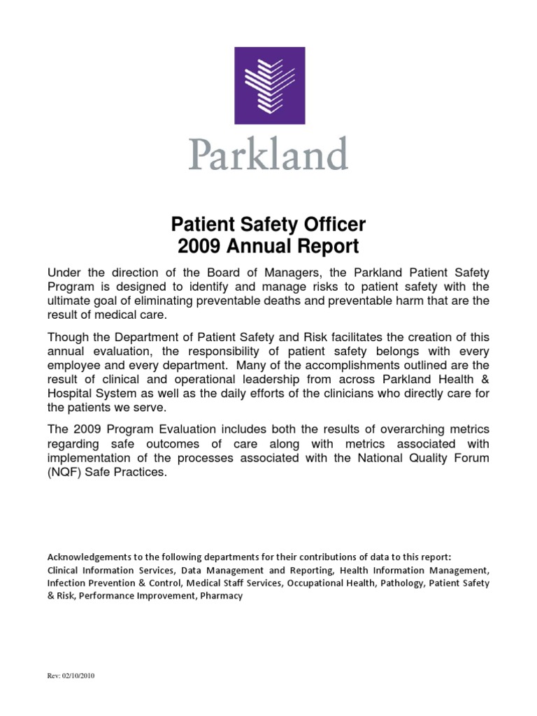 2009 Patient Safety Program Evaluation | PDF | Patient Safety ...