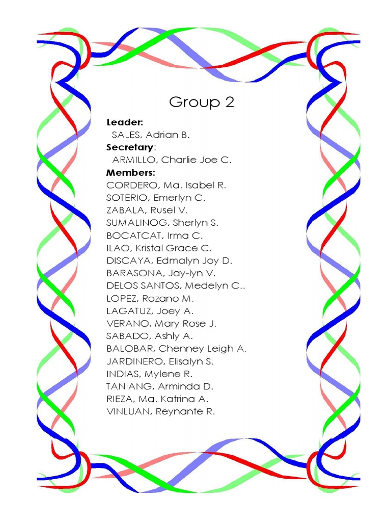 Group 2: Leader: Secretary: Members | PDF