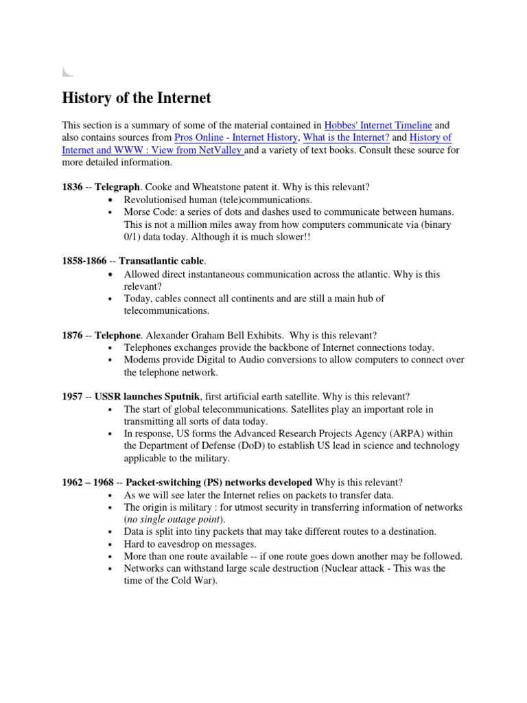 History Of The Internet World Wide Web Technology