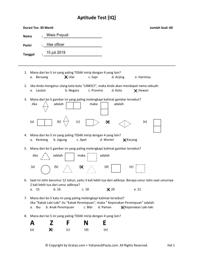 02 Form Assessment Aptitude Test IQ 1 6