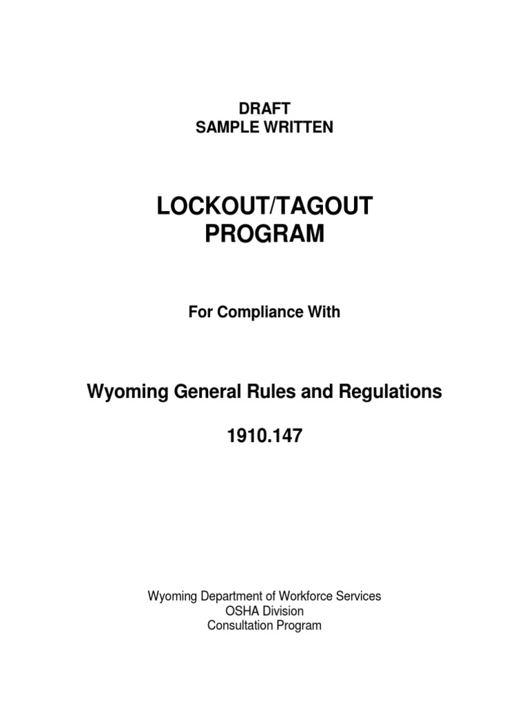 Lockout Tagout Program | Download Free PDF | Occupational Safety And ...