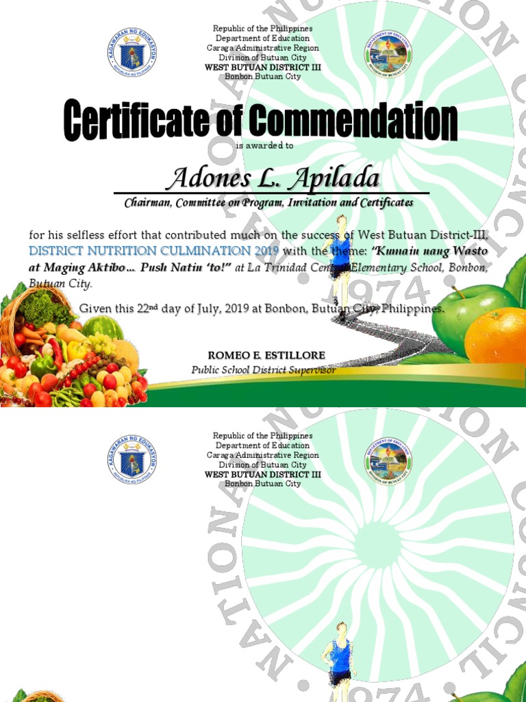 Nutrition month certificate pdf