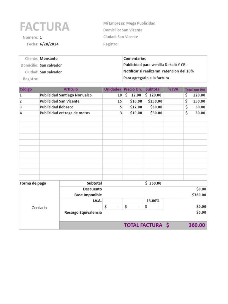 Factura Excel Con Iva Modelo Factura Excel | PDF | Microsoft Excel | Informática