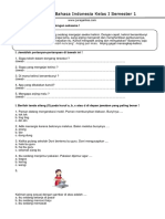 Soal UAS Bahasa Indonesia Kelas I Semester 1: Bacalah Cerita Di Bawah Ini Dengan Seksama !