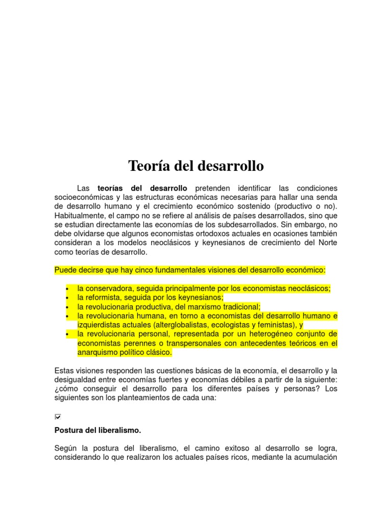 Teoría Del Desarrollo | PDF | Ciencias económicas | Economias