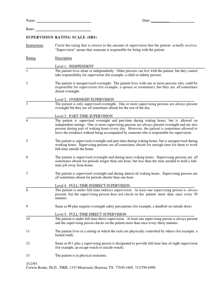 Home Health Supervision Rating Scale | PDF | Patient | Medicine