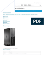 HP Compaq 8100 Elite Small Form Factor Business PC Specifications