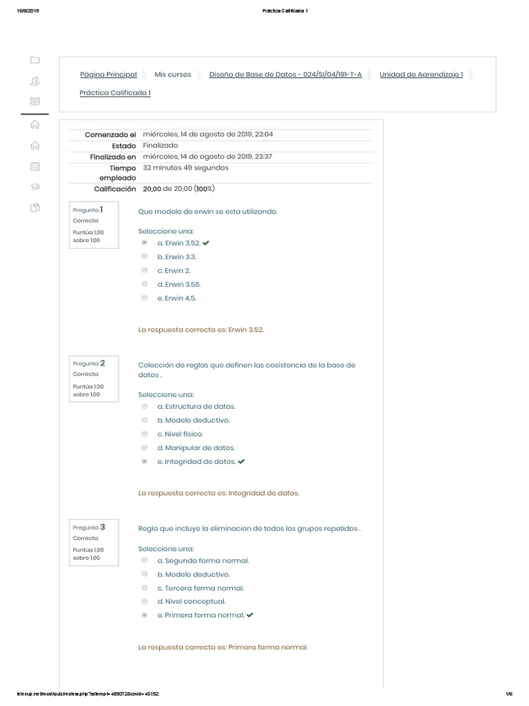 Práctica Calificada 1: Diseño de BD | PDF | SQL | Bases de datos