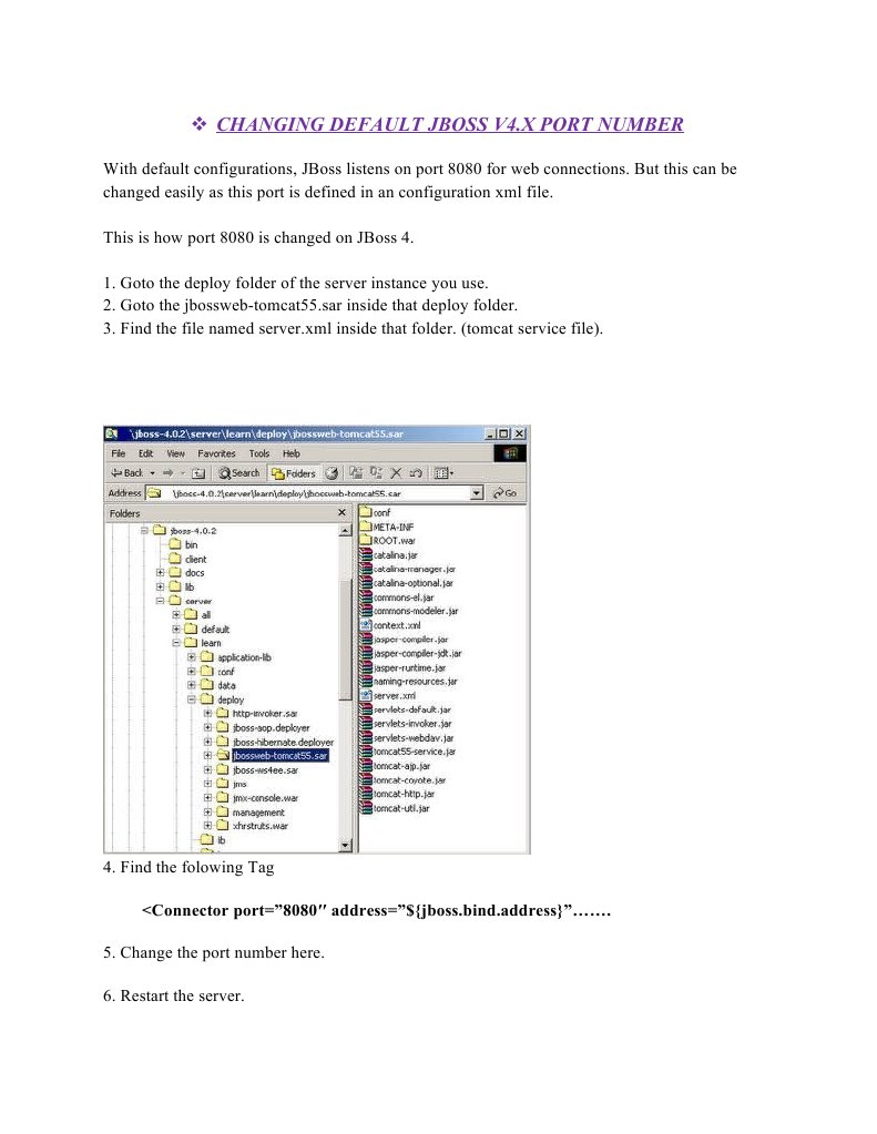 Change JBoss Default Port Number Guide | PDF