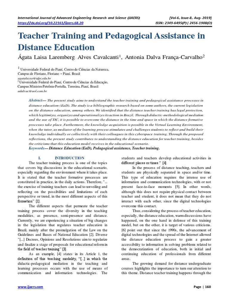 Teacher Training and Pedagogical Assistance in Distance Education | PDF ...