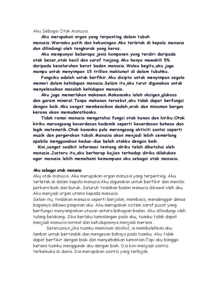 Aku Sebagai Otak Manusia Pengertian Tujuan Ciri Struktur Jenis Kaidah Cara Membuat.