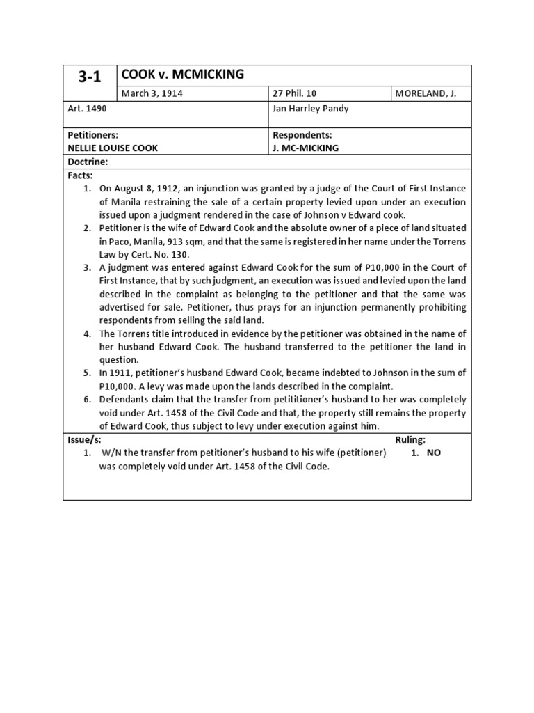 31 Cook v. McMicking PDF Complaint Judgment (Law)